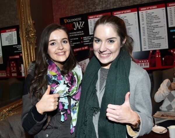 Louise Buckley, Mallow, and Grainne Fahy, Tipperary, at the last day of the Cork Jazz Festival at the Metropole. Pictures: Eddie OāHare Louise Buckley, Mallow, and Grainne Fahy, Tipperary, at the last day of the Cork Jazz Festival at the Metropole. Pictures: Eddie OāHare