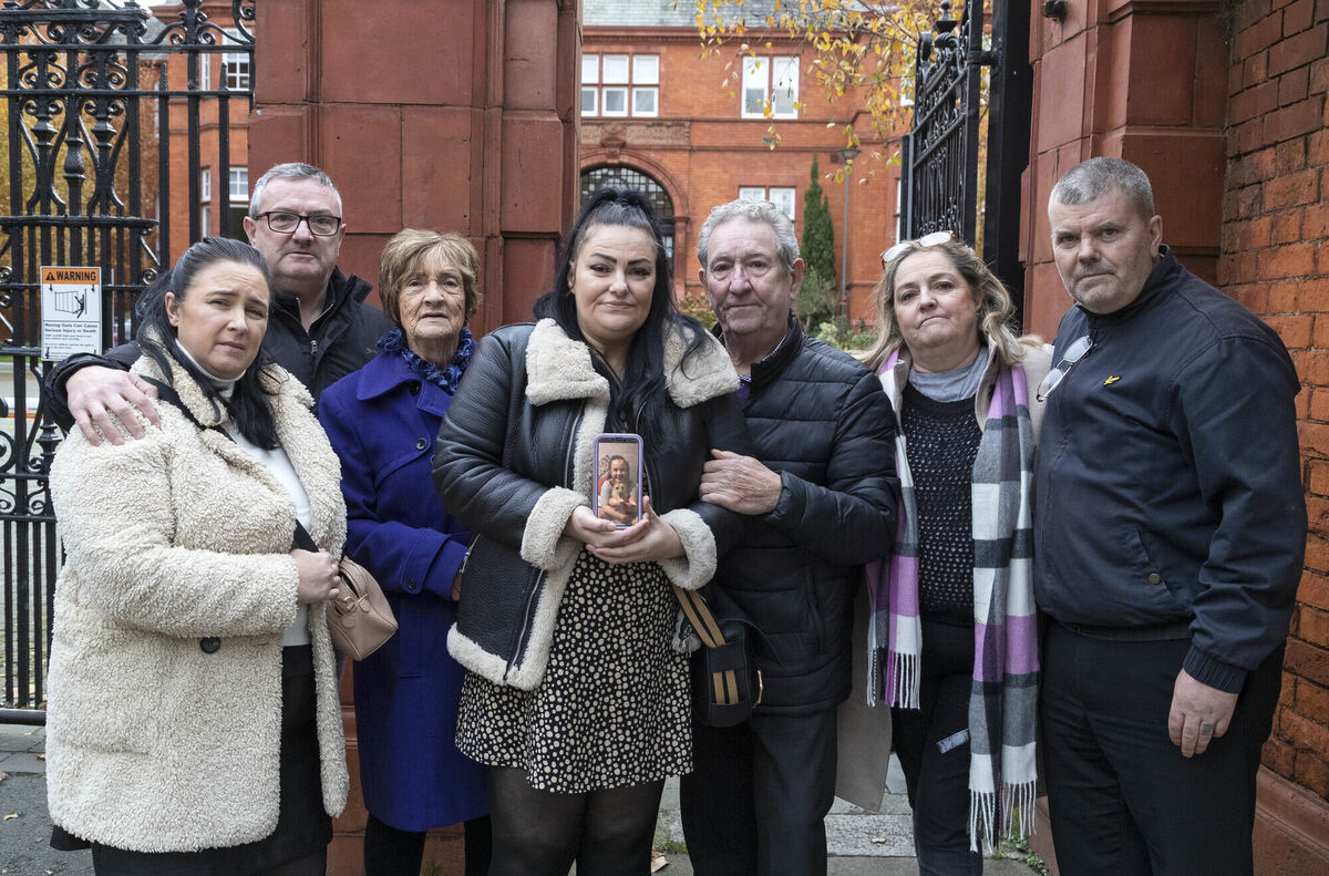 The family of the late 13-year-old Sophia Gray of Wellview Terrace, Mulhuddart: Her auntKaren Jones; uncle, Darren Jones; great grandmother, Audrey Jones; mother, Charlene; great grandfather Christopher Jones, and grandparents Audrey and Justin Gray.Picture: Colin Keegan/Collins The family of the late 13-year-old Sophia Gray of Wellview Terrace, Mulhuddart: Her auntKaren Jones; uncle, Darren Jones; great grandmother, Audrey Jones; mother, Charlene; great grandfather Christopher Jones, and grandparents Audrey and Justin Gray.Picture: Colin Keegan/Collins
