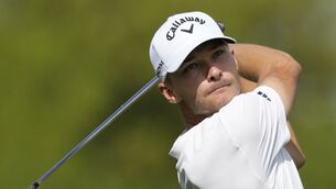 <p>Nicolai Hojgaard of Denmark plays his second shot on the second hole during the round two of the DP World Tour Championship golf tournament, in Dubai, United Arab Emirates, Friday, Nov. 17, 2023. (AP Photo/Kamran Jebreili)</p>