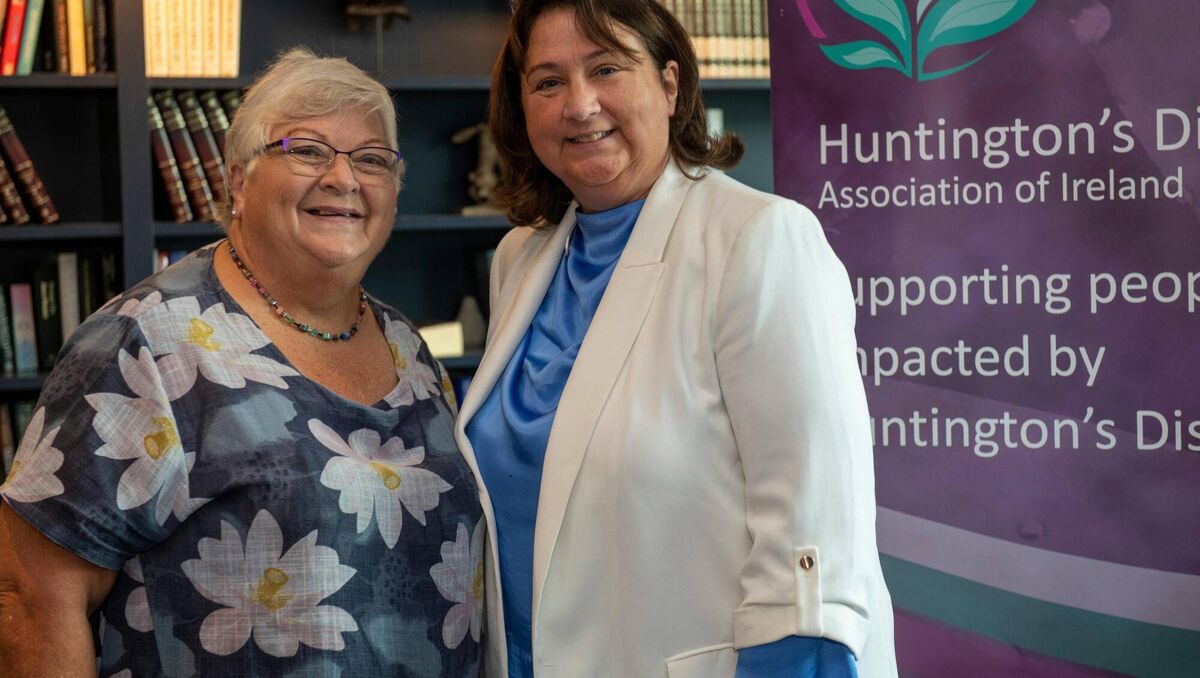 Mary Mulcahy, Ballincollig, Cork, with Minister Anne Rabbitte at a meeting of the Huntington's Disease Association of Ireland. 