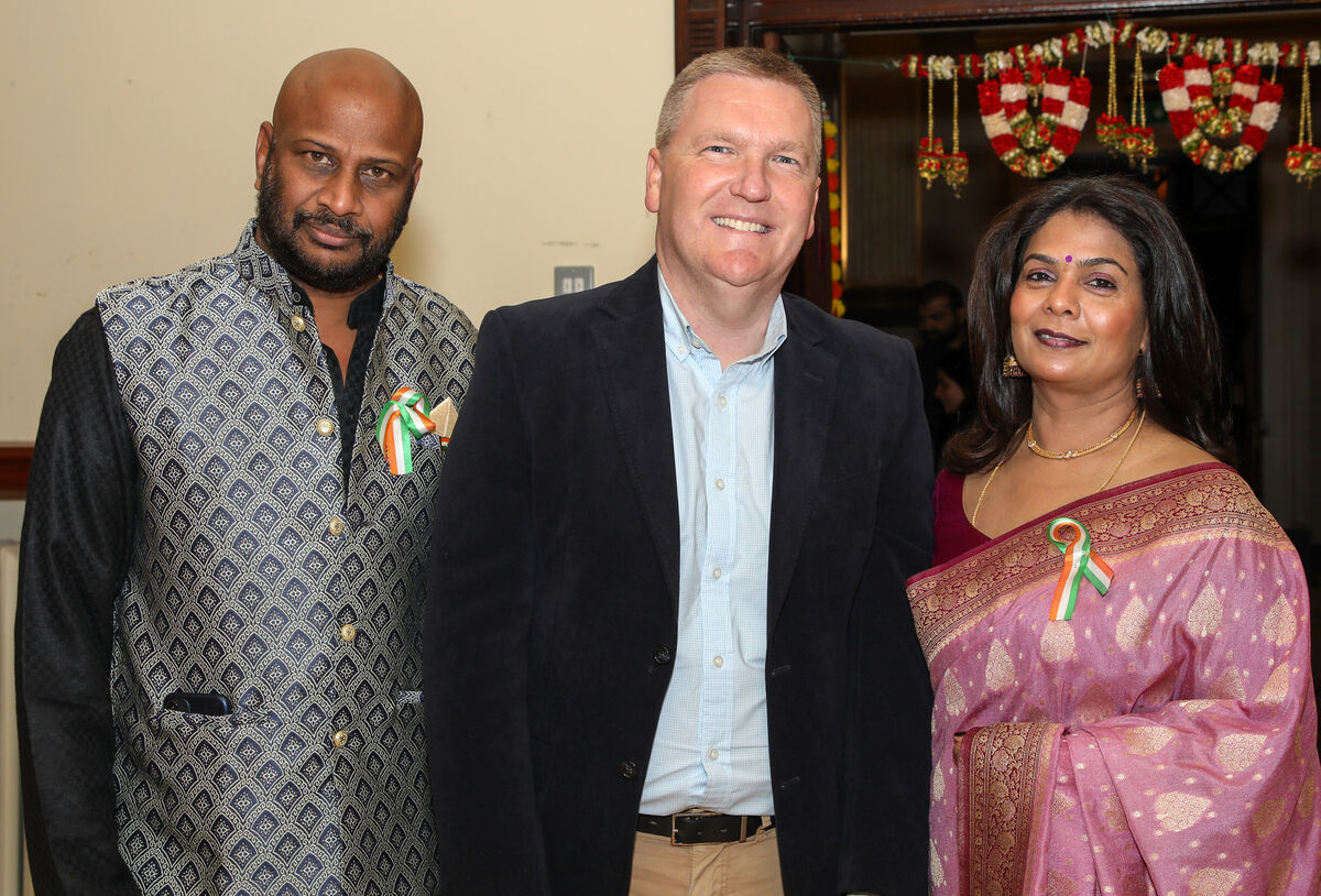 Finance Minister Michael McGrath with cardiothoracic surgeon Kishore Doddakula and medical officer Vaishali Doddakula at the Diwali celebration at Cork City Hall. Picture: David Creedon Finance Minister Michael McGrath with cardiothoracic surgeon Kishore Doddakula and medical officer Vaishali Doddakula at the Diwali celebration at Cork City Hall. Picture: David Creedon
