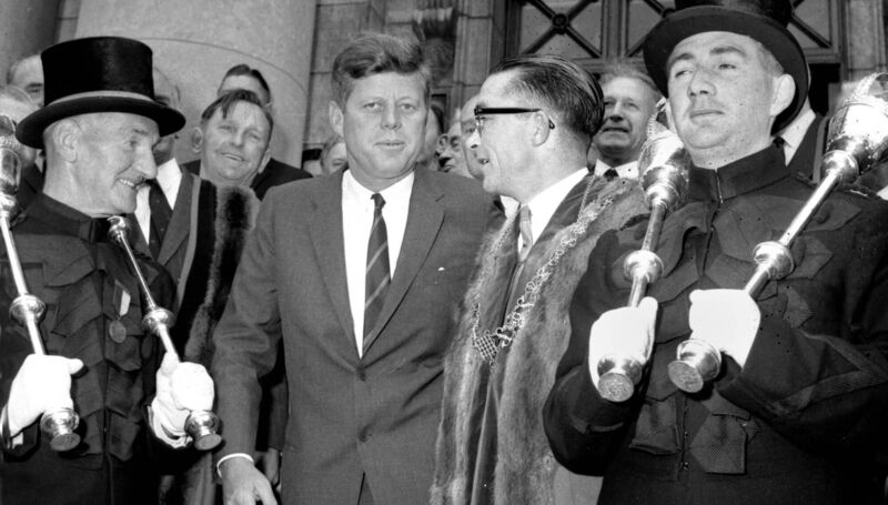 President Kennedy at Cork City Hall with Lord Mayor of Cork Sean Casey. File picture President Kennedy at Cork City Hall with Lord Mayor of Cork Sean Casey. File picture