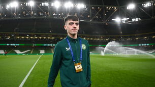 <p>NEXT OFF THE PRODUCTION LINE: Andrew Moran of the Republic of Ireland before the international friendly match between the Republic of Ireland and New Zealand at Aviva Stadium. Pic: Stephen McCarthy/Sportsfile</p>