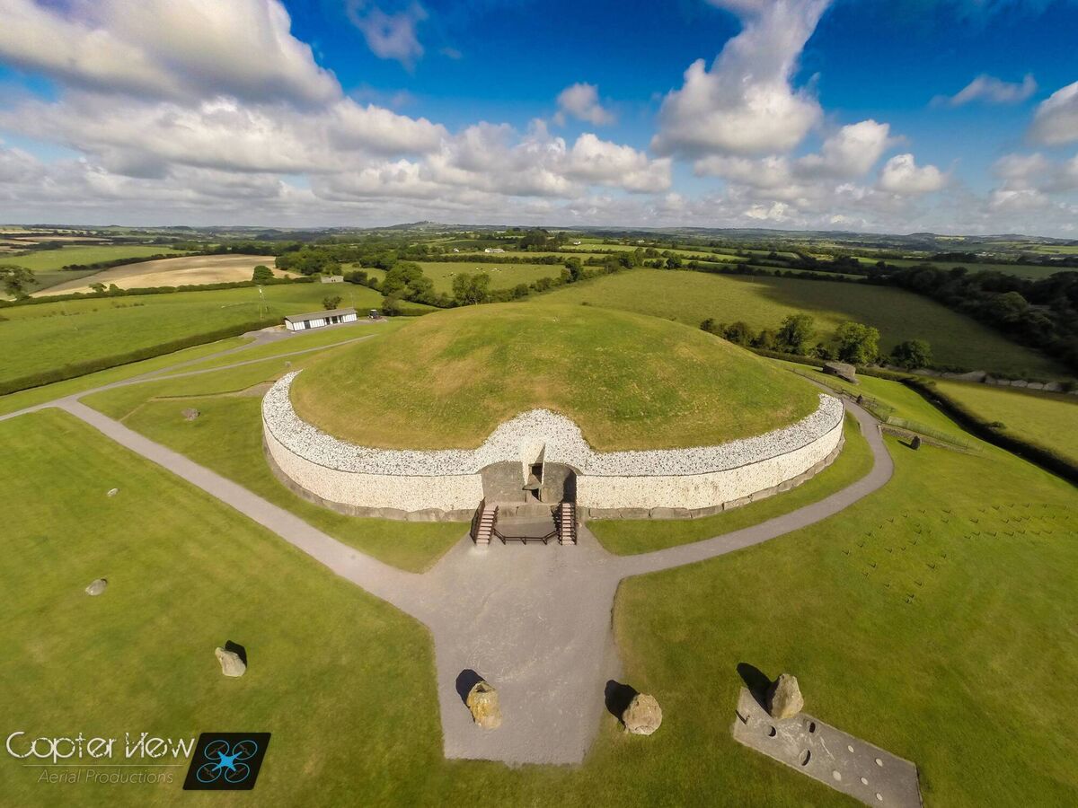 An aerial view of the megalithic tomb at Newgrange. Pic: Copter View Ireland