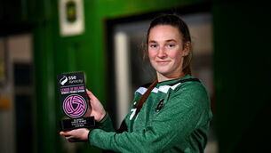 <p>MAIDEN CALL-UP: Ellen Dolan with her SSE Airtricity Women's Premier Division Player of the Month Award for October/November. Pic: David Fitzgerald/Sportsfile</p>