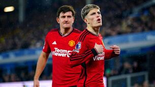 <p>Manchester United's Alejandro Garnacho (right) celebrates. Photo credit: Peter Byrne/PA Wire</p>