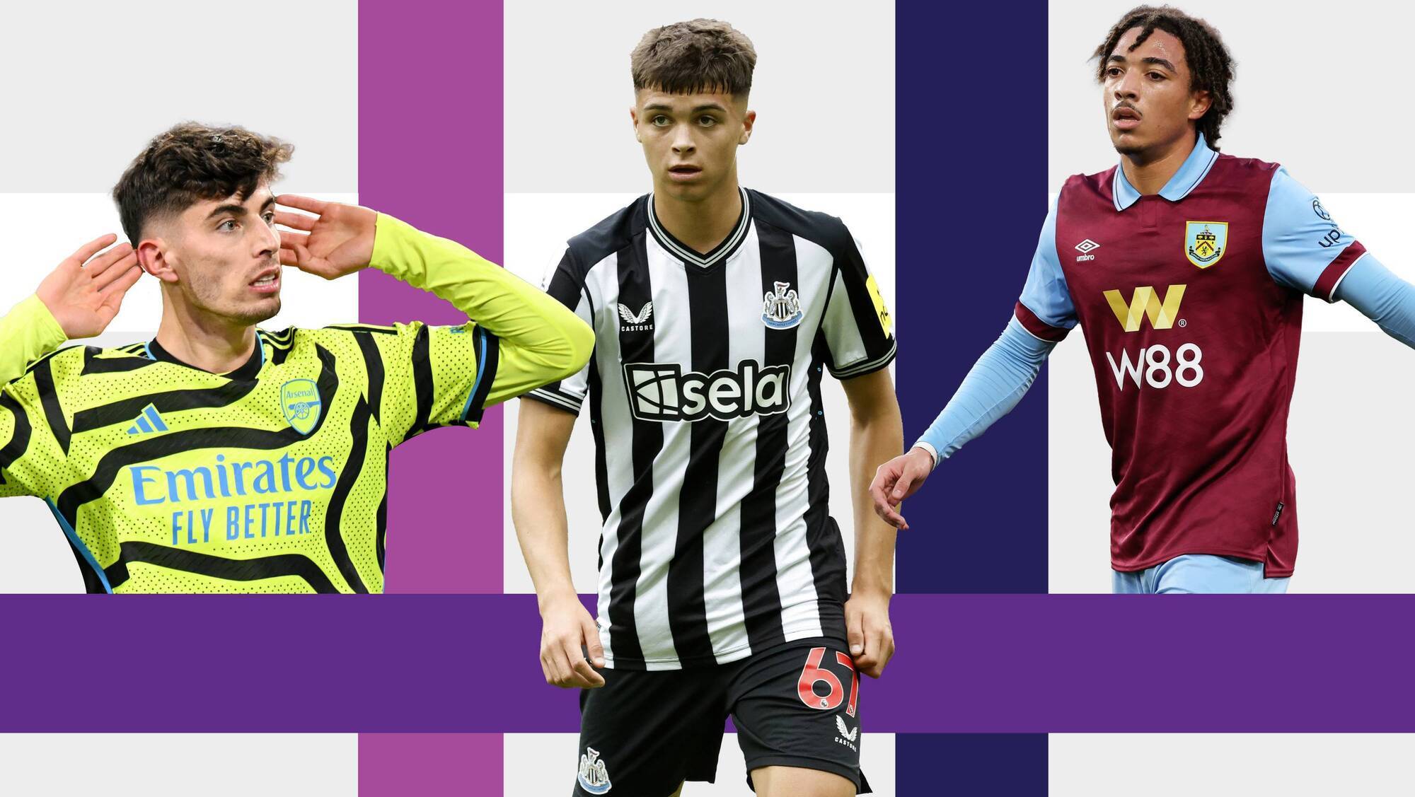 TV GUIDE: Luca Koleosho of Burnley, Kai Havertz of Arsenal and Lewis Miley of Newcastle