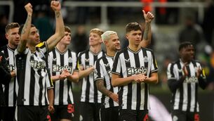 <p>Newcastle United's players celebrate after victory over Chelsea.</p>
