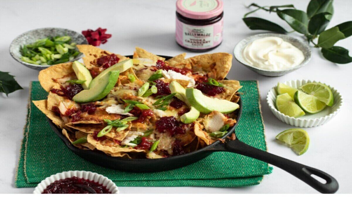 Air Fryer Turkey Nachos with Ballymaloe Vodka Cranberry Sauce
