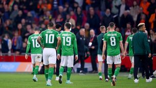<p>LOWLY RANKING: Republic of Ireland players react after their side's defeat to Holland in the UEFA EURO 2024 Championship qualifying group B match. Pic: Seb Daly/Sportsfile</p>