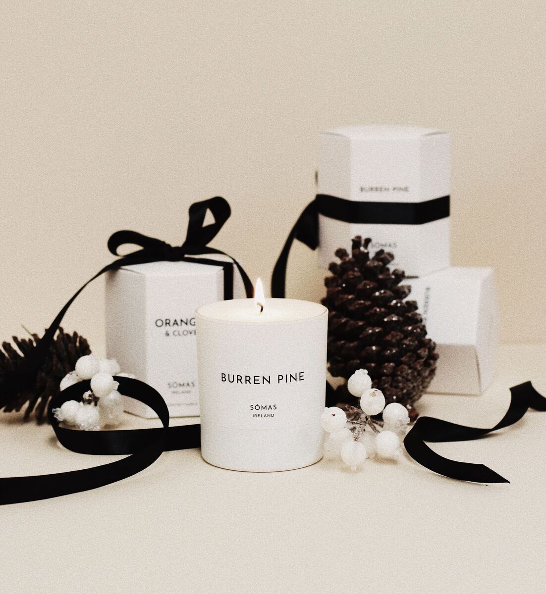 Burren Pine is the new Somas candle for Christmas, scented with a blend of musk, cedarwood and pine to capture the aroma of a freshly cut tree (€33). Burren Pine is the new Somas candle for Christmas, scented with a blend of musk, cedarwood and pine to capture the aroma of a freshly cut tree (€33).