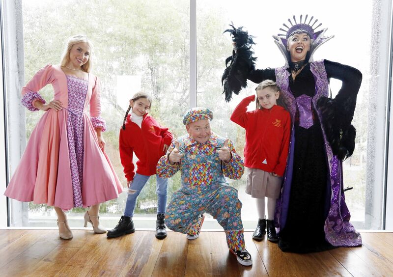 'Sleeping Beauty' runs at University Concert Hall from the 18th of December until 14th January. Pictured are Lois Sheehan (8), right, and Esmé Reed (7) with Ruth Berkley as 'Malificent', Esther Brady as 'Beauty' and Richie Hayes as 'Muddles'. Pic: Mark Stedman 'Sleeping Beauty' runs at University Concert Hall from the 18th of December until 14th January. Pictured are Lois Sheehan (8), right, and Esmé Reed (7) with Ruth Berkley as 'Malificent', Esther Brady as 'Beauty' and Richie Hayes as 'Muddles'. Pic: Mark Stedman