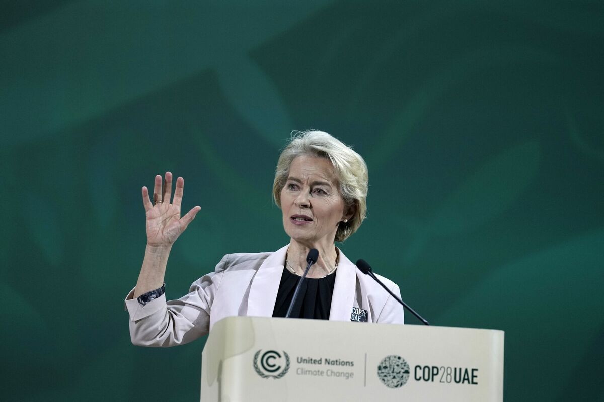 European Commission president Ursula von der Leyen speaks at Cop28 on Saturday. Picture: Kamran Jebreili/AP