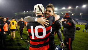 <p>Stephen O'Keeffe, right, and Dessie Hutchinson of Ballygunner celebrate. Photo by Brendan Moran/Sportsfile</p>