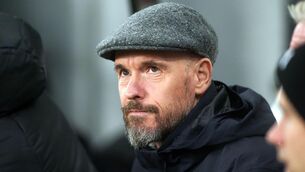 <p>DEFIANT: Manchester United manager Erik ten Hag</p>