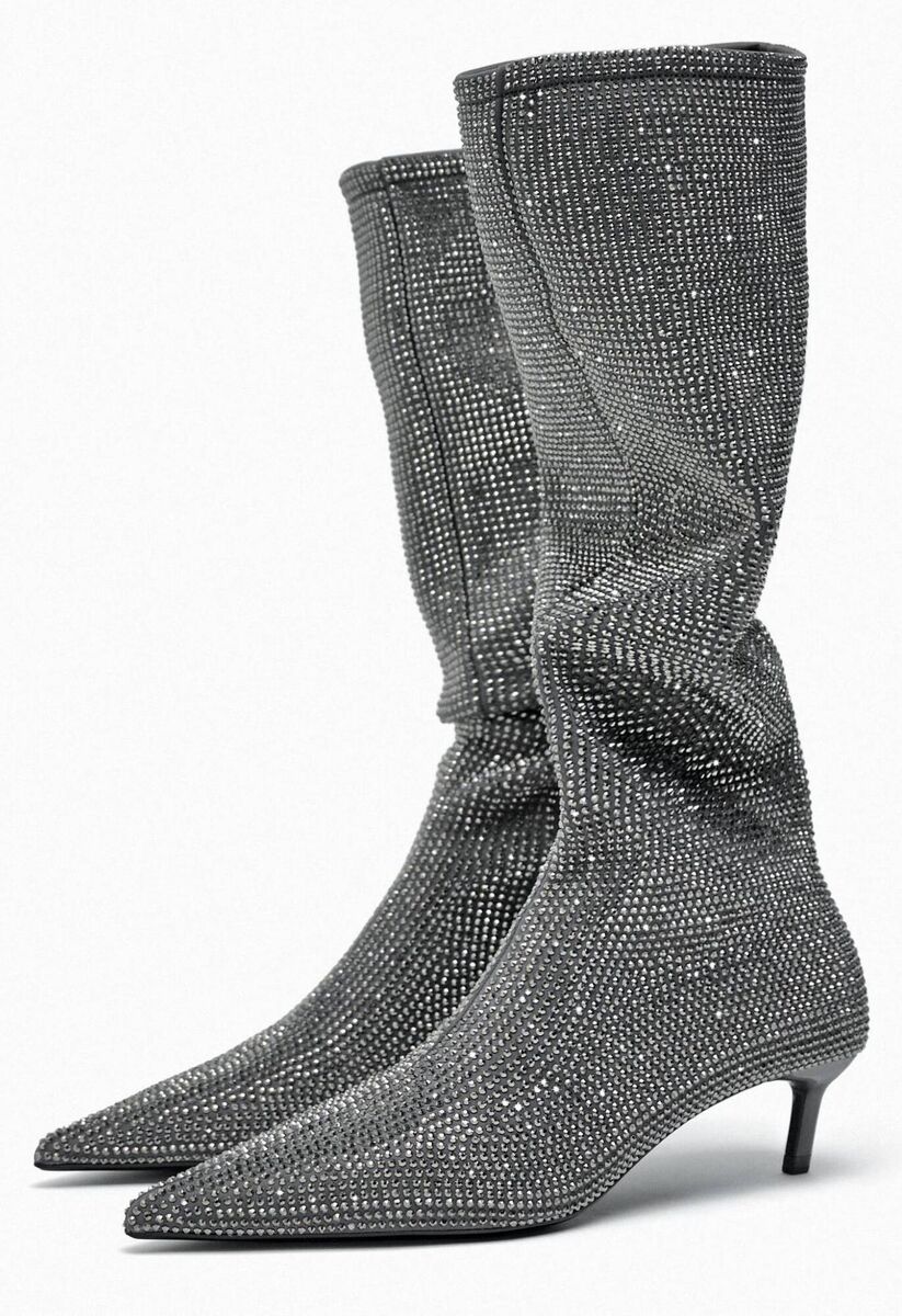 Shiny heeled boots, Zara, €89.95