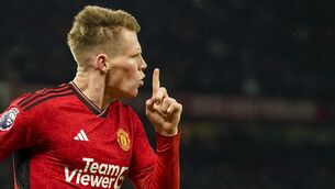 <p>GREAT SCOTT: Manchester United's Scott McTominay celebrates after scoring his side's second goal. (AP Photo/Dave Thompson)</p>