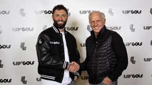 <p>SPANISH GOLD: Jon Rahm posted a photo of himself and LIV figurehead Greg Norman to social media after confirming his move to the controversial Saudi-led group. Pic: Twitter</p>