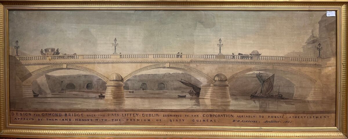 William Hurst Ashpitel's prizewinning 1805 design for Ormond Bridge, Dublin. William Hurst Ashpitel's prizewinning 1805 design for Ormond Bridge, Dublin.