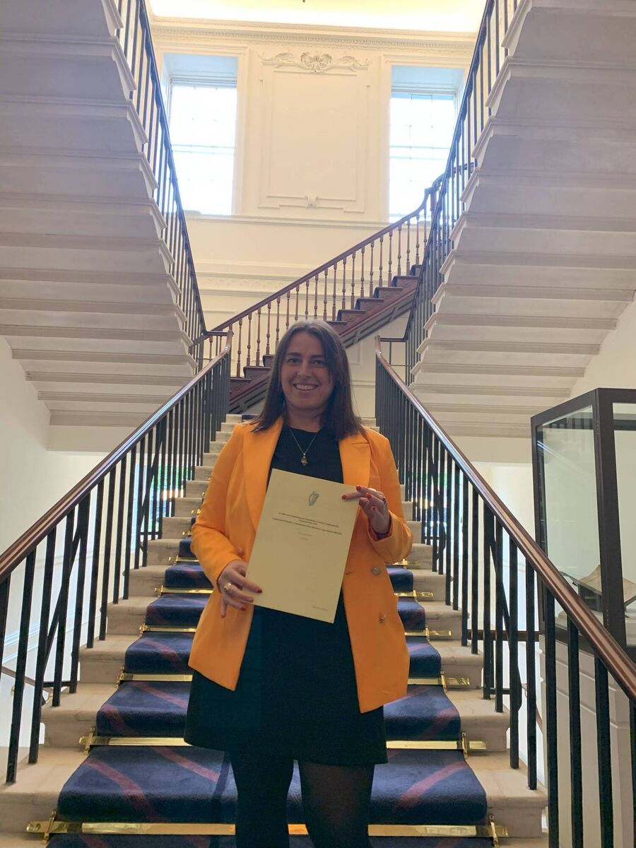 Senator Lynn Ruane, with her NDA Bill, at Leinster House. Senator Lynn Ruane, with her NDA Bill, at Leinster House.