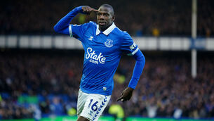 <p>Everton's Abdoulaye Doucoure celebrates scoring their side's first goal. Picture: Peter Byrne/PA Wire.</p>
