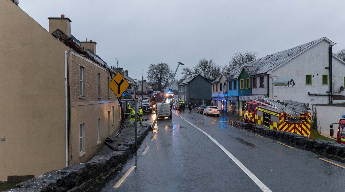 Damage to roofs as emergency services feal with the aftermath of the tornado Damage to roofs as emergency services feal with the aftermath of the tornado