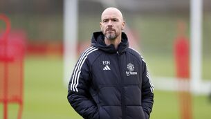<p>Manchester United manager Erik ten Hag during a training session on Monday. Picture: Richard Sellers/PA Wire.</p>