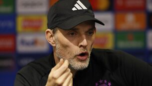 <p>Bayern Munich head coach Thomas Tuchel during his press conference at Old Trafford.</p>