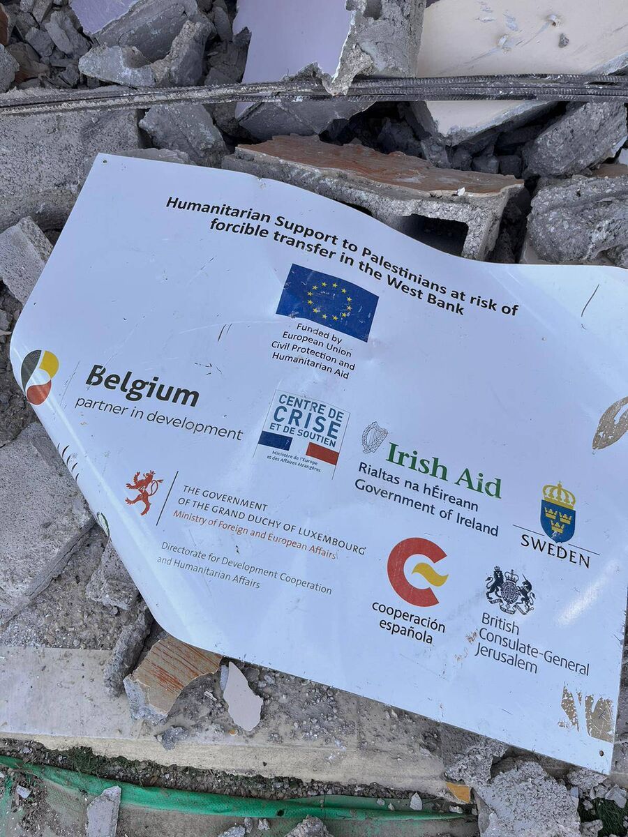 The demolished school in Zamuta, a village in the Occupied Palestinian Territory, was built with EU funds. The demolished school in Zamuta, a village in the Occupied Palestinian Territory, was built with EU funds.