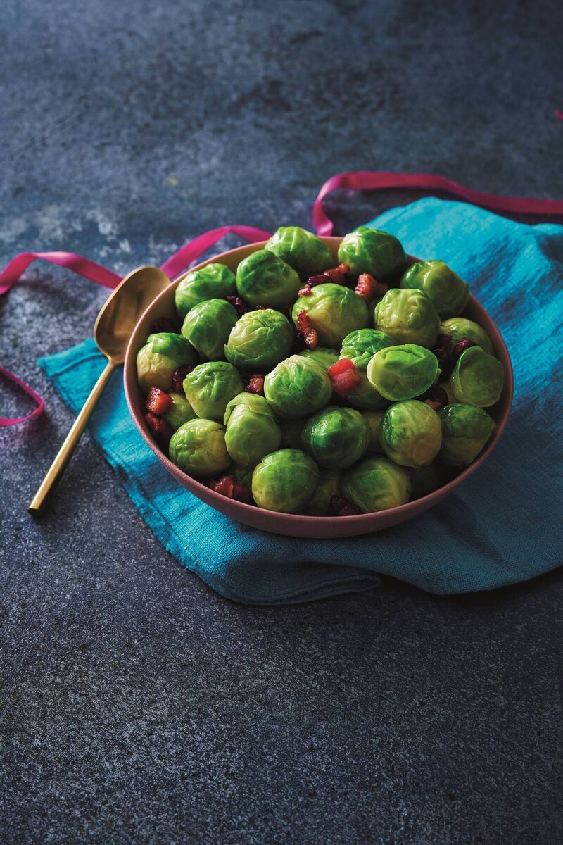 Brussels sprouts with bacon, cranberries and seasoned butter, part of the Deluxe range at Lidl.
