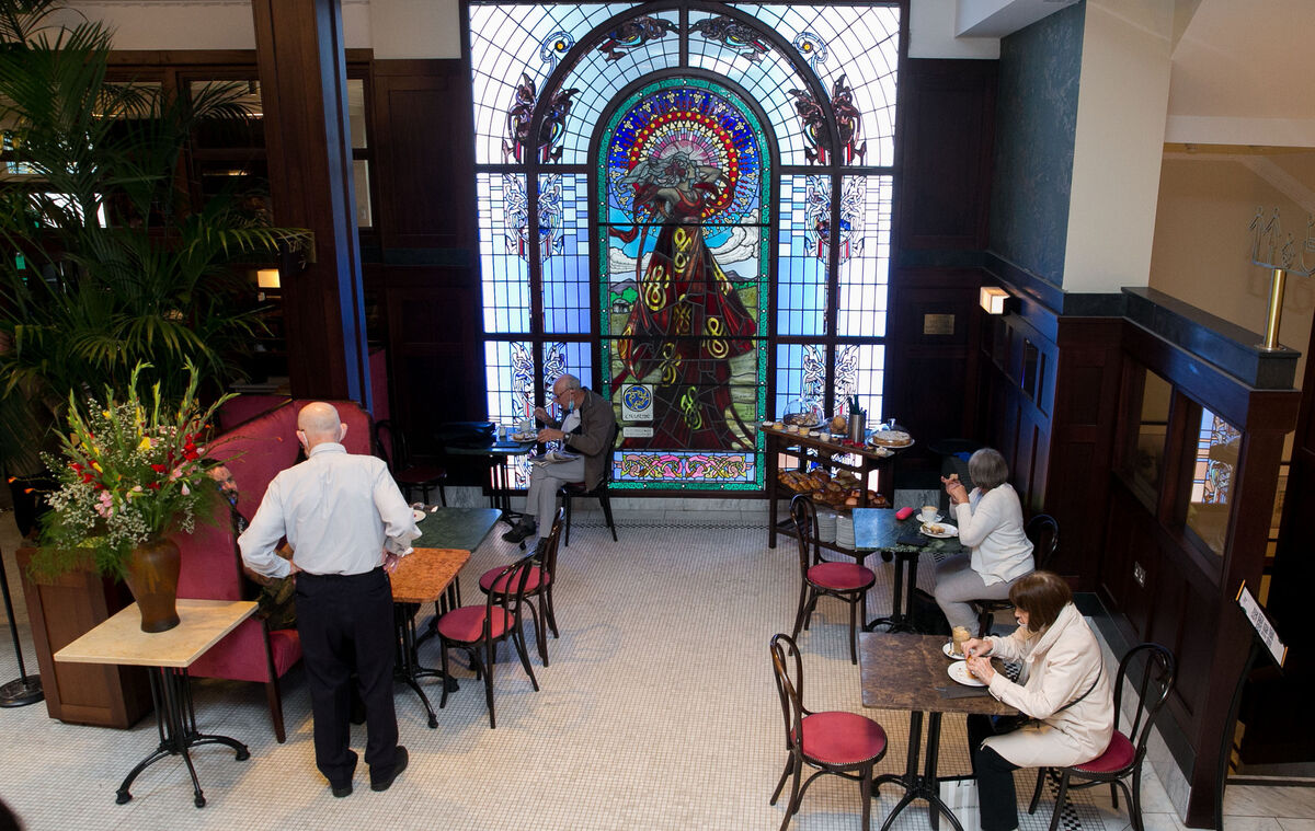 Harry Clarke's stained-glass works, in Bewley's cafe on Grafton Street, Dublin. Photo: Collins Photos Harry Clarke's stained-glass works, in Bewley's cafe on Grafton Street, Dublin. Photo: Collins Photos