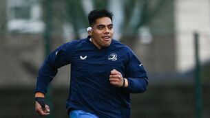 <p>ON THE MOVE: Michael Ala'alatoa during a Leinster Rugby squad training session at UCD this week. Picture: Harry Murphy/Sportsfile</p>