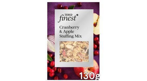The 130g packs of Tesco Finest Apple & Cranberry Stuffing Mix have been recalled. The 130g packs of Tesco Finest Apple & Cranberry Stuffing Mix have been recalled.