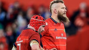 <p>EXIT STRATEGY: Munster’s John Hodnett and RG Snyman. Picture: INPHO/Dan Sheridan</p>