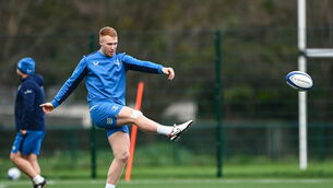 <p>PLAYMAKER: Ciarán Frawley during a Leinster Rugby squad training session at UCD in Dublin. Pic: Harry Murphy/Sportsfile</p>
