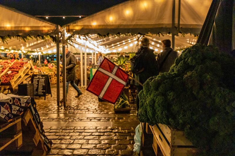 Torvehallerne outdoor food market in Copenhagen