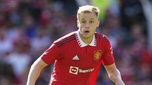 <p>EXIT DOOR: Manchester United's Donny Van de Beek during a pre-season friendly.</p>