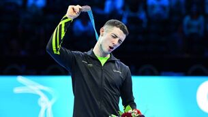 <p>A YEAR TO SAVOUR: Rhys McClenaghan celebrates with his gold medal after winning the Men’s Pommel Horse final at the World Artistic Gymnastics in October. Through his exploits in 2023, McClenaghan blazed a trail where no Irish gymnast has ever been.	<span class="contextmenu emphasis CaptionCredit">Picture: Filippo Tomasi/Sportsfile</span>
            </p>