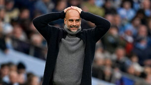 <p>Pep Guardiola saw his side squander two points against Crystal Palace (Martin Rickett/PA).</p>