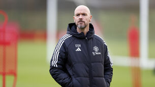 <p>Manchester United manager Erik ten Hag during a training session at the Trafford Training Centre, Carrington, Manchester. Picture date: Monday December 11, 2023.</p>