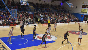 <p> PACKED HOUSE: The Cork rivals faced off in an exciting Men's Super League game at Neptune stadium on Saturday night. Picture: Eddie O'Hare</p>
