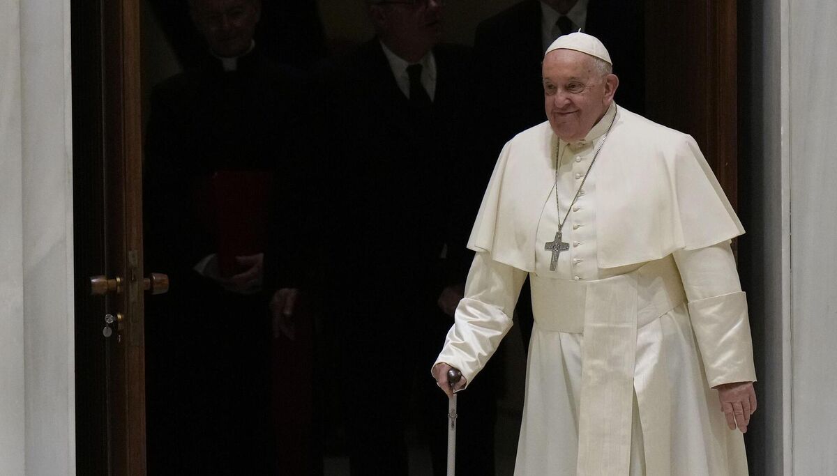 Pope Francis arrives for an audience with sick people and Lourdes pilgrimage operators in the Paul VI Hall, at the Vatican, Thursday, December. 14. Picture: AP Photo/Alessandra Tarantino