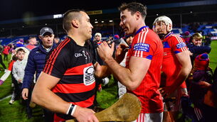 <p>RESPECT: Shane O'Sullivan of Ballygunner and Conor Cooney of St Thomas' after their sides' epic encounter. Picture: Ben McShane/Sportsfile</p>