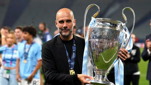 <p>OL BIG EARS: Manchester City manager Pep Guardiola with the UEFA Champions League Trophy. Picture: Martin Rickett/PA Wire.</p>
