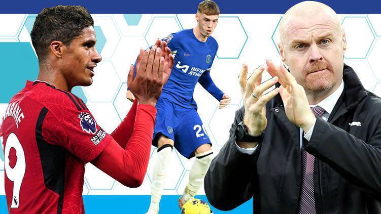 Cole Palmer, Raphaël Varane and Sean Dyche