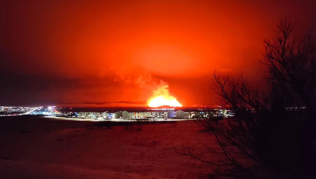 The eruption appears to have occurred about 2.4 miles from the town of Grindavik, the Icelandic meteorological office said. Picture: Hrafnkell Brimar Hallmundsson/PA Wire The eruption appears to have occurred about 2.4 miles from the town of Grindavik, the Icelandic meteorological office said. Picture: Hrafnkell Brimar Hallmundsson/PA Wire