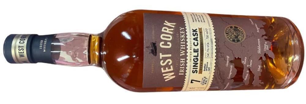 Bradleys X West Cork Distillers 7 Year Single Malt, Single Cask, 54.7% ABV, 70cl, €89.95