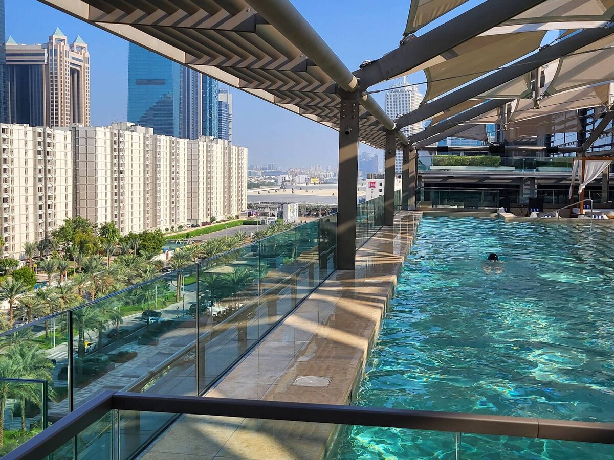 The pool at Dubai's 25 Hours hotel The pool at Dubai's 25 Hours hotel