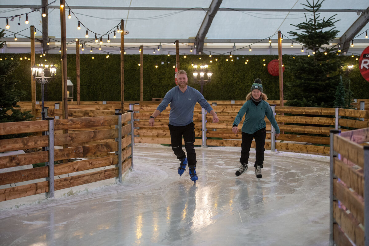  Ben Leech and Amy Rodway loving the ice at the Alpine Skate Trail at Fota, Cork. Picture Dan Linehan