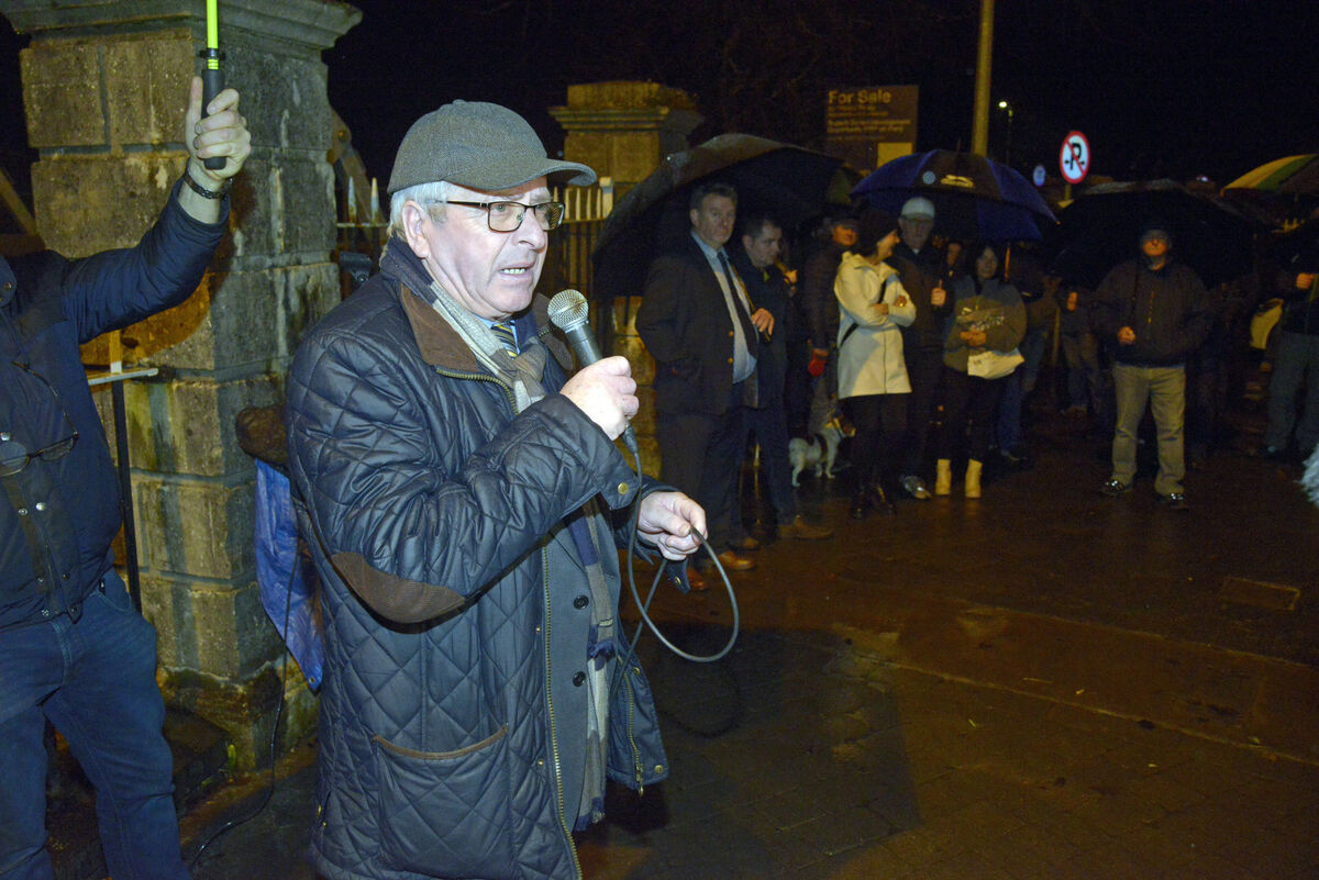 Independent Ireland TD Mattie McGrath in Fermoy at the protest on Monday evening. Picture: Denis Boyle